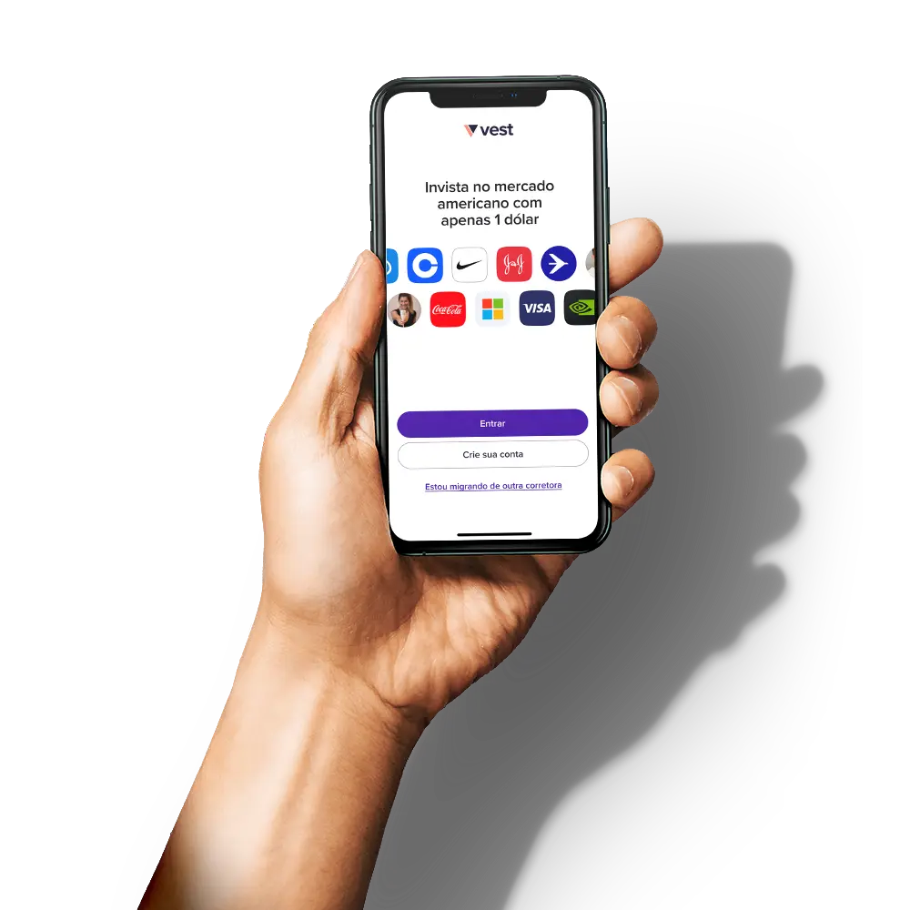 Phone showing features of Vest App